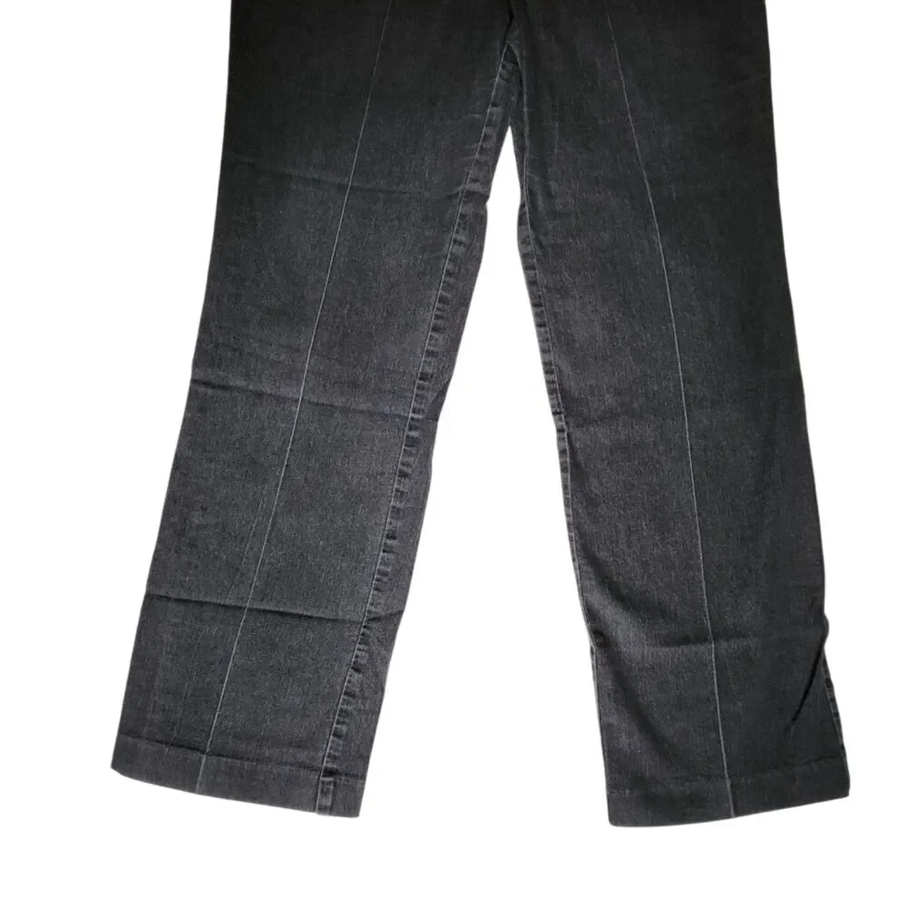 New Directions Black Straight Leg Double Button Flap Pocket Jeans sz 10